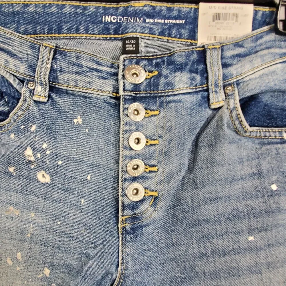 INC Denim Jeans Womens Size 10/30 Midrise Stright Blue